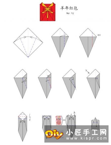 羊年红包的折法图解 折出一个带“羊”字的红包
