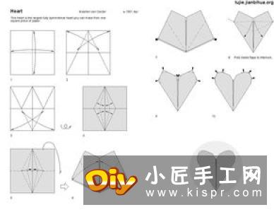 带花爱心的折纸方法 折纸花朵图案爱心图解