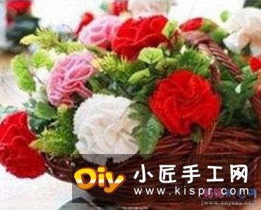 母亲节送花手工制作 皱纹纸做康乃馨花图解