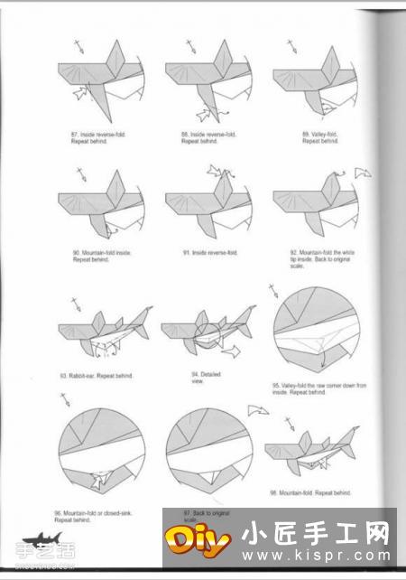 超复杂折纸鲨鱼图解 立体鲨鱼的折法详细步骤