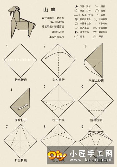 山羊的折纸方法图解 十二生肖羊的折法步骤