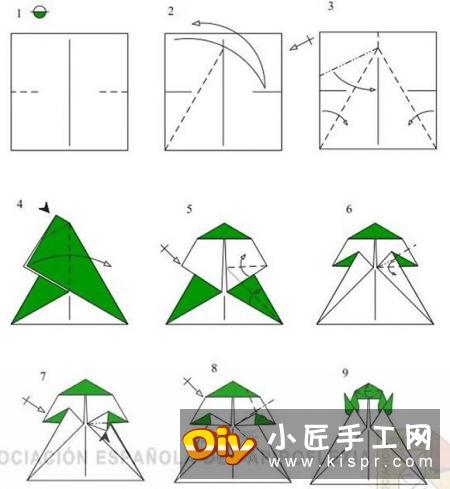 立体树蛙的折法步骤 逼真树蛙的折纸方法图解